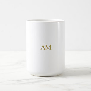 Gold Color Monogram Initials Calligraphy Pro Coffee Mug