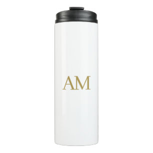 Gold Color Monogram Initials Calligraphy Pro Thermal Tumbler