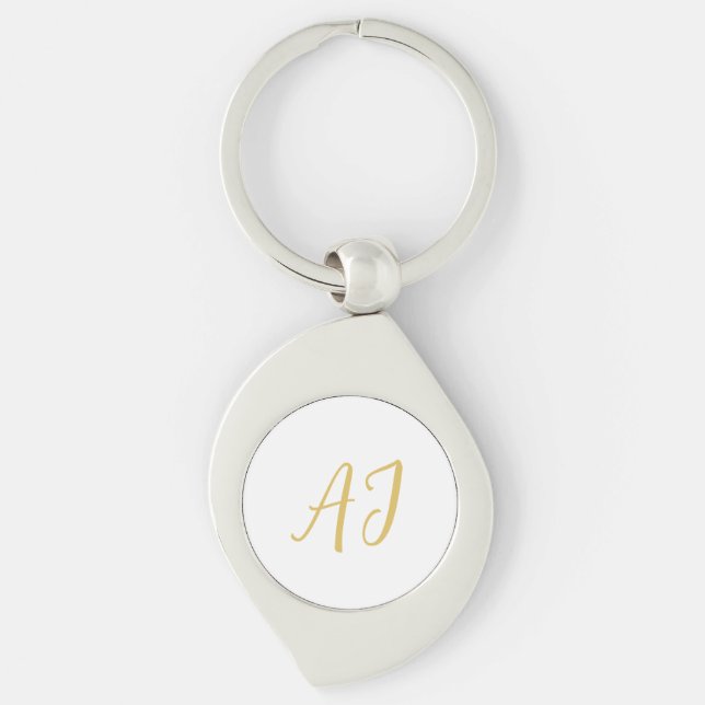 Gold Color Monogram Professional Classical Initial Key Ring (Front)