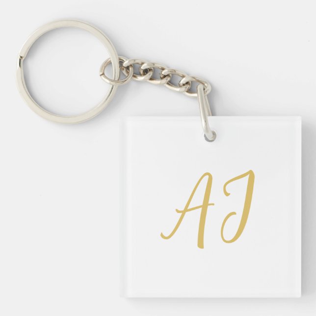 Gold Color Monogram Professional Classical Initial Key Ring (Front)