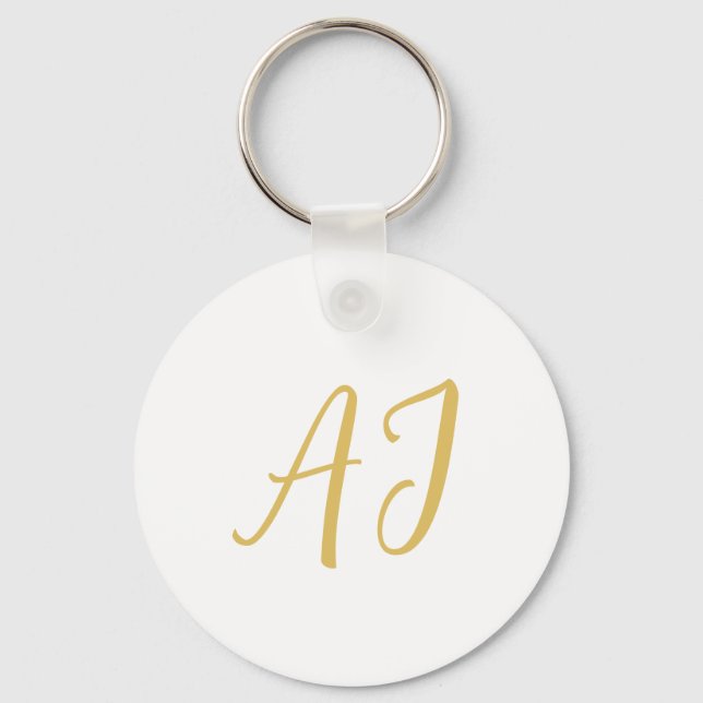 Gold Color Monogram Professional Classical Initial Key Ring (Front)