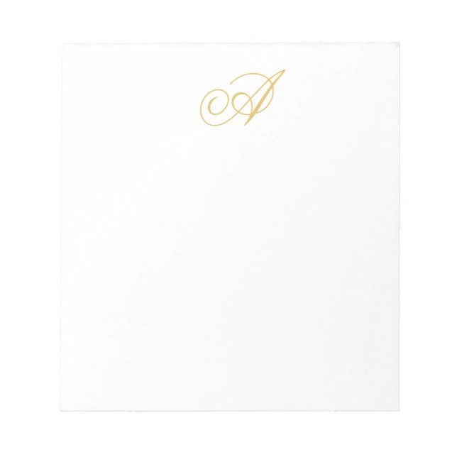 Gold Color Monogram Professional Classical Initial Notepad (Front)