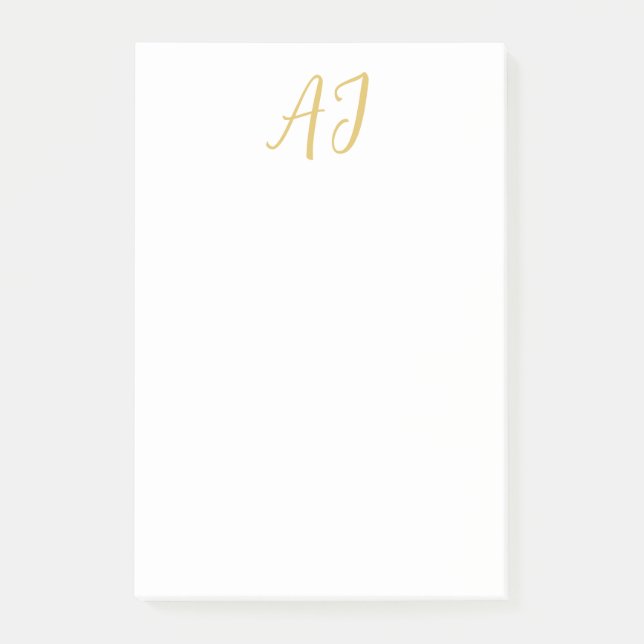 Gold Color Monogram Professional Classical Initial Post-it Notes (Front)
