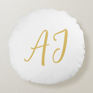 Gold Color Monogram Professional Classical Initial Round Cushion