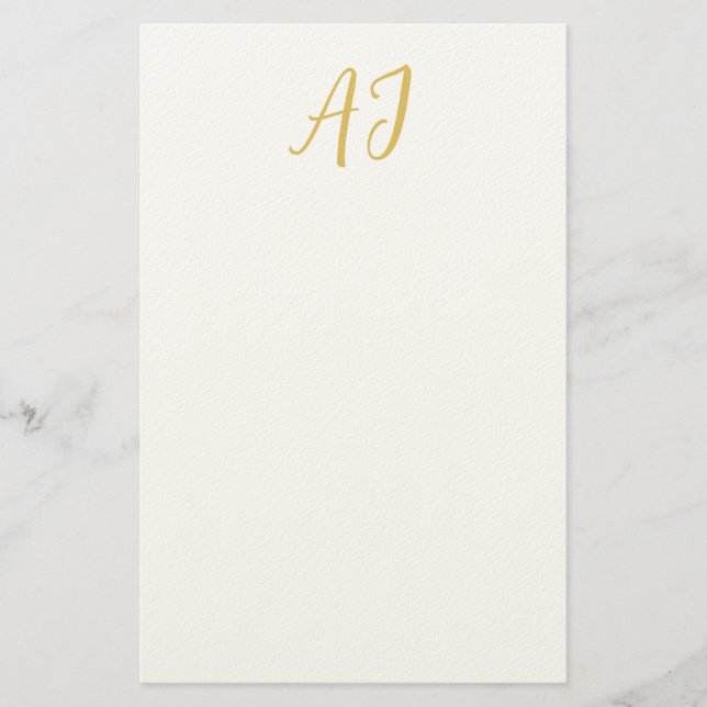 Gold Color Monogram Professional Classical Initial Stationery (Front)