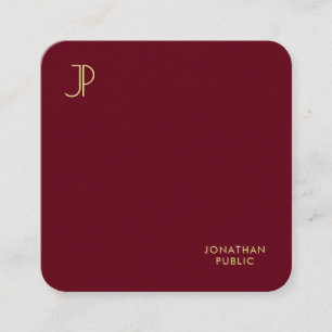 Gold Color Monogram Template Premium Pearl Luxury Square Business Card