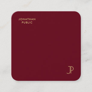 Gold Color Monogrammed Premium Pearl Luxurious Square Business Card