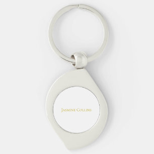 Gold Color Plain Minimalist Professional Name Key Ring