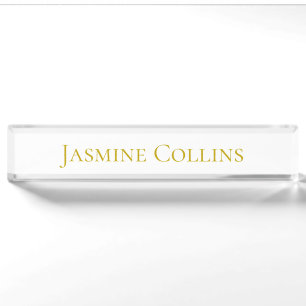 Gold Color Plain Minimalist Professional Name  Nameplate