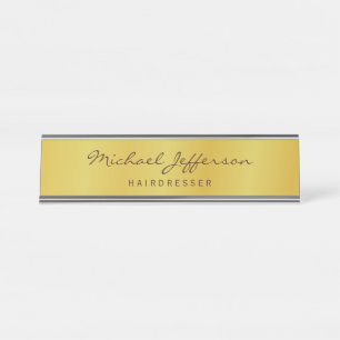 Gold Color Professional Handwriting Script Desk Name Plate