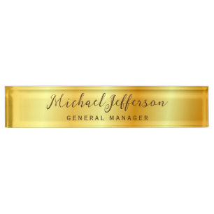 Gold Color Professional Handwriting Script Nameplate