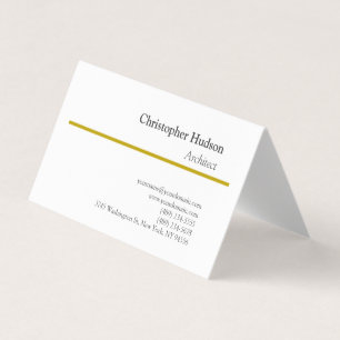 Gold Color White Minimalist Simple Plain Business Card