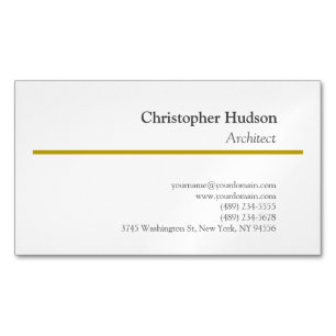 Gold Color White Minimalist Simple Plain Magnetic Business Card