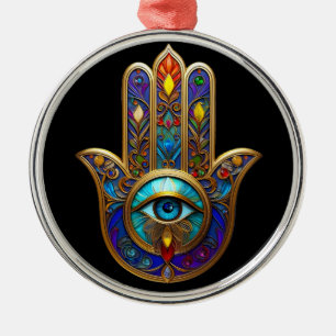 Gold Colorful Hamsa Turquoise Sapphire Third Eye  Metal Tree Decoration
