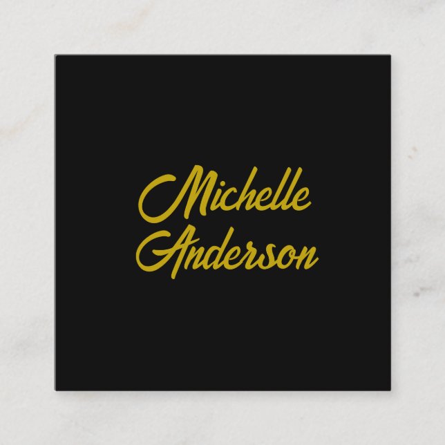 Gold Colour Black Modern Minimalist Handwrite Name Enclosure Card (Front)