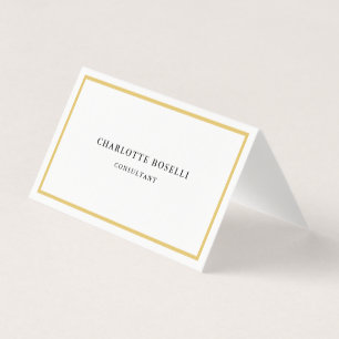 Gold Colour Borders White Minimalist Professional  Business Card