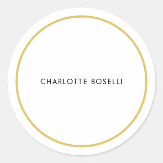 Gold Colour Borders White Minimalist Professional Classic Round Sticker