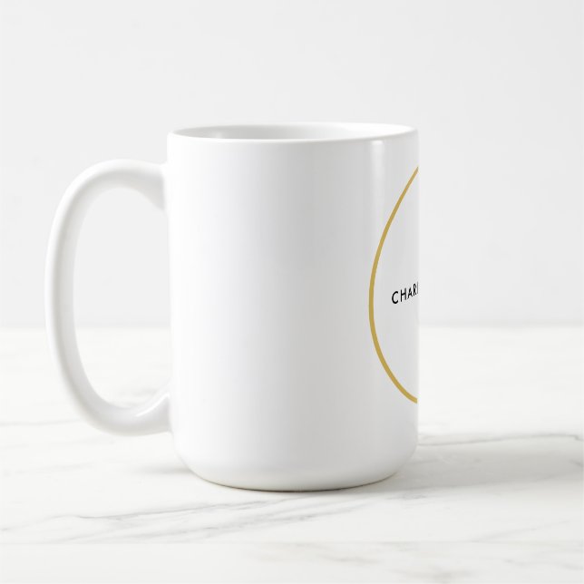 Gold Colour Borders White Minimalist Professional  Coffee Mug (Left)