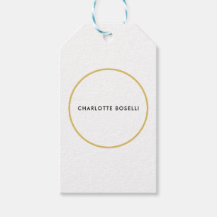 Gold Colour Borders White Minimalist Professional  Gift Tags