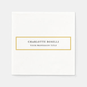 Gold Colour Borders White Minimalist Professional  Napkin