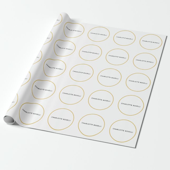 Gold Colour Borders White Minimalist Professional  Wrapping Paper (Unrolled)