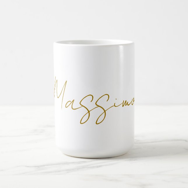 Gold Colour Calligraphy Elegant Plain Name Coffee Mug (Center)