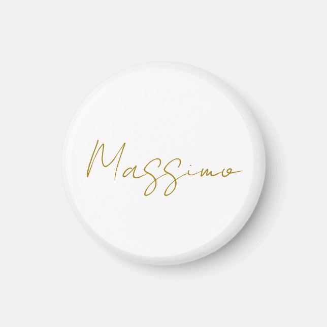 Gold Colour Calligraphy Elegant Plain Name Magnet (Front)