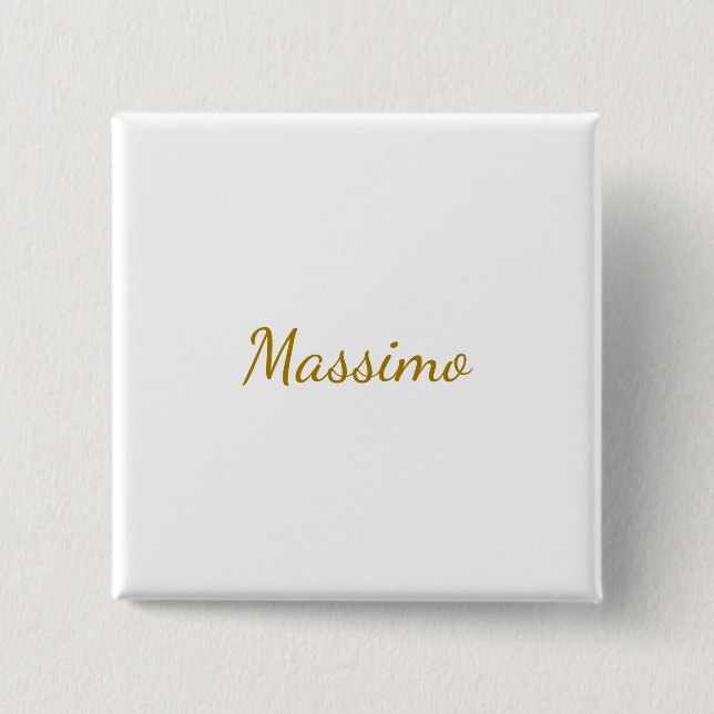 Gold Colour Calligraphy Elegant Plain Simple Name 15 Cm Square Badge (Front)
