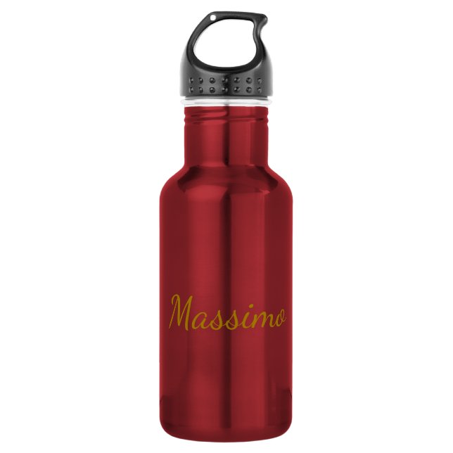 Gold Colour Calligraphy Elegant Plain Simple Name 532 Ml Water Bottle (Front)
