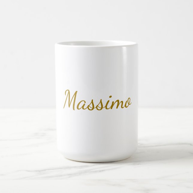 Gold Colour Calligraphy Elegant Plain Simple Name Coffee Mug (Center)