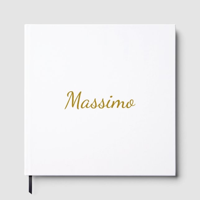Gold Colour Calligraphy Elegant Plain Simple Name Guest Book (Front)