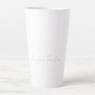 Gold Colour Calligraphy Elegant Plain Simple Name Latte Mug