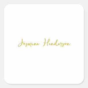 Gold Colour Calligraphy Professional Custom Name Square Sticker