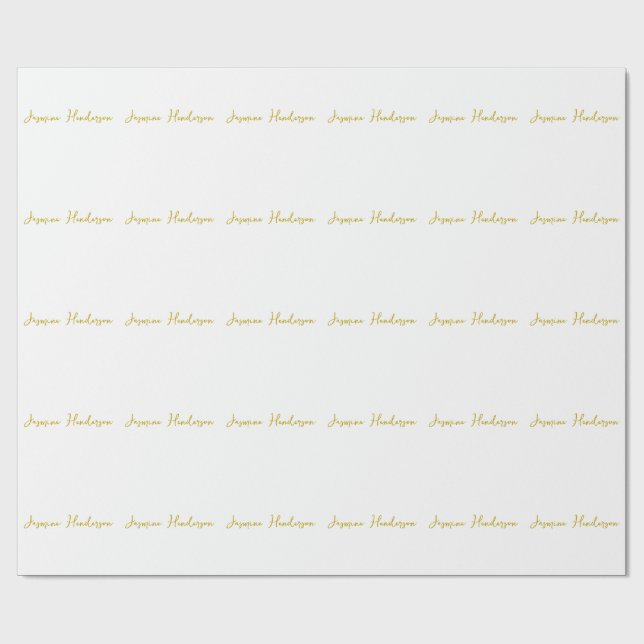 Gold Colour Calligraphy Professional Custom Name Wrapping Paper (Flat)