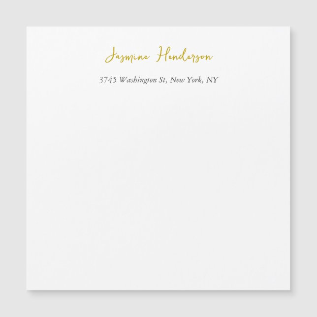 Gold Colour Calligraphy Professional Magnetic Card (Front)