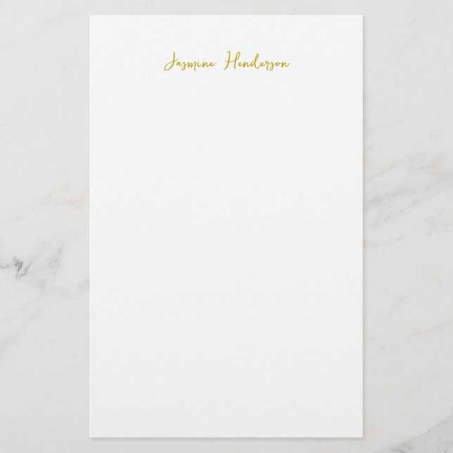 Gold Colour Calligraphy Professional Name Stationery (Front)
