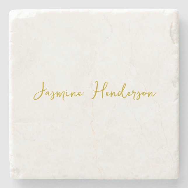 Gold Colour Calligraphy Professional Stone Coaster (Front)