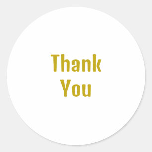 Gold Colour Calligraphy Professional Thank You Classic Round Sticker