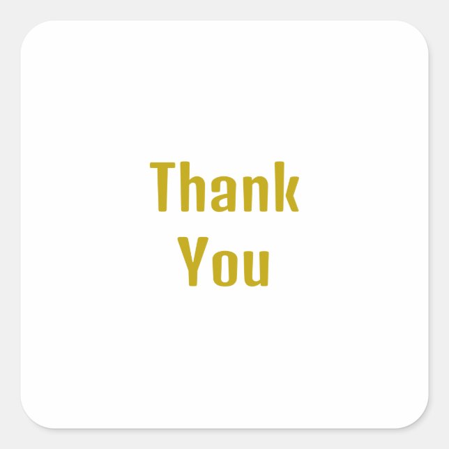 Gold Colour Calligraphy Professional Thank You Square Sticker (Front)