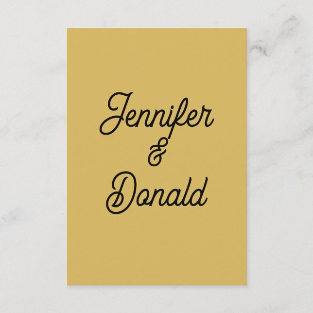 Gold colour calligraphy trendy plain personal name enclosure card (Front)