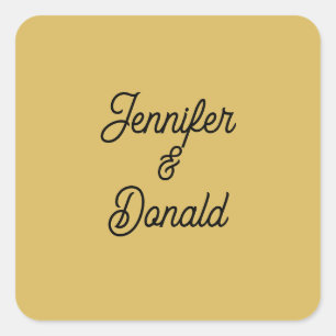 Gold colour calligraphy trendy plain personal name square sticker