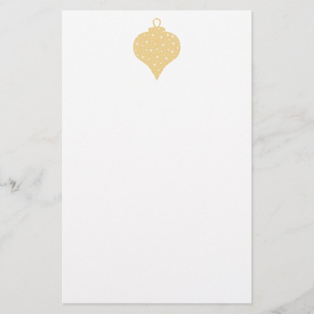 Gold Colour Christmas Bauble Design. Stationery (Front)