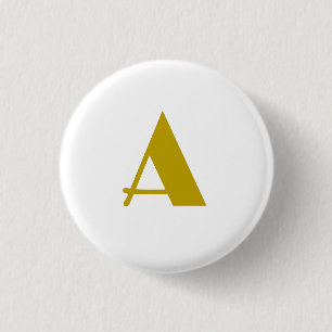 Gold Colour Custom Monogram Initial Letter Plain 3 Cm Round Badge