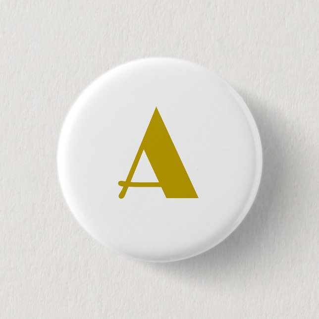 Gold Colour Custom Monogram Initial Letter Plain 3 Cm Round Badge (Front)