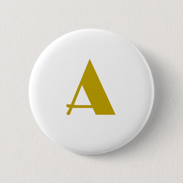 Gold Colour Custom Monogram Initial Letter Plain 6 Cm Round Badge (Front)