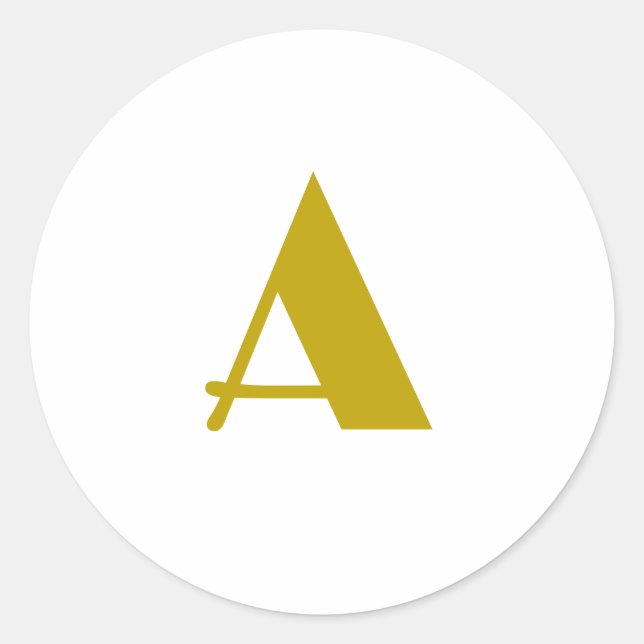 Gold Colour Custom Monogram Initial Letter Plain Classic Round Sticker (Front)