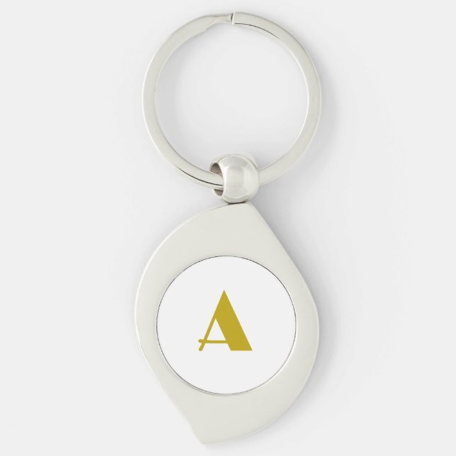 Gold Colour Custom Monogram Initial Letter Plain Key Ring (Front)