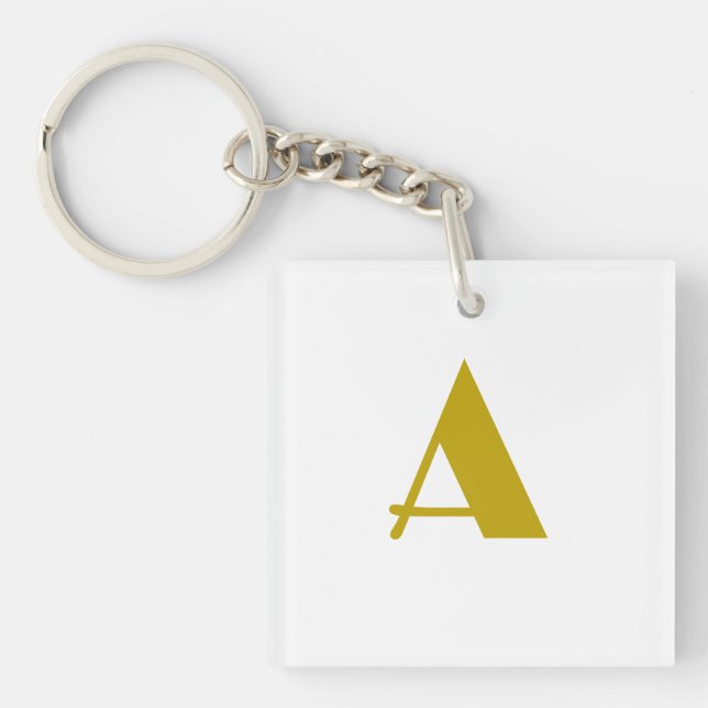 Gold Colour Custom Monogram Initial Letter Plain Key Ring (Front)