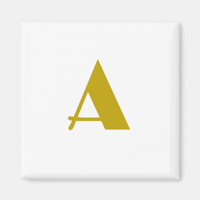 Gold Colour Custom Monogram Initial Letter Plain Magnet (Front)