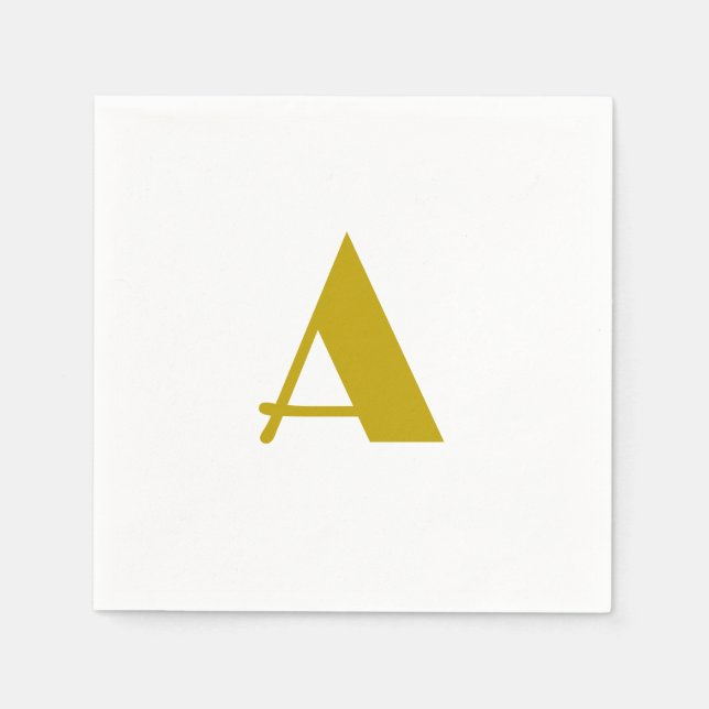 Gold Colour Custom Monogram Initial Letter Plain Napkin (Front)